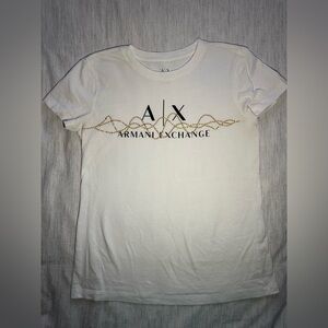 Armani Exchange White T-Shirt with Gold Design